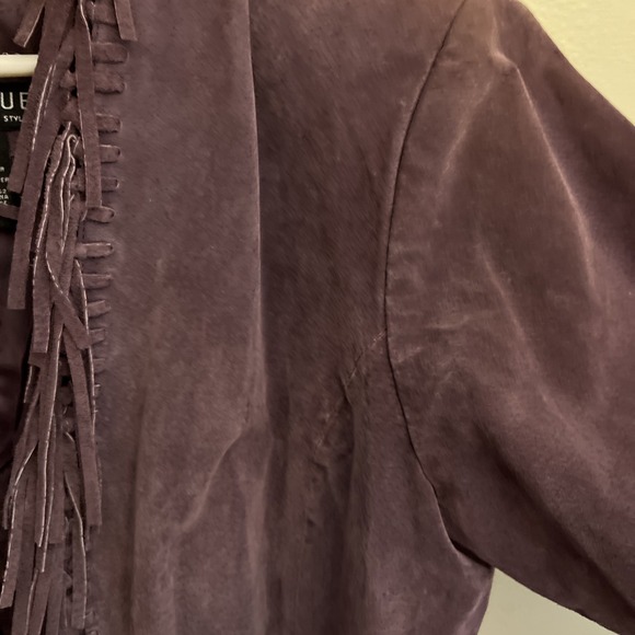 Dialogue Leather Jacket Womens 1X Plus Size Purple Seude Fringe‎ Western Boho - Picture 6 of 10